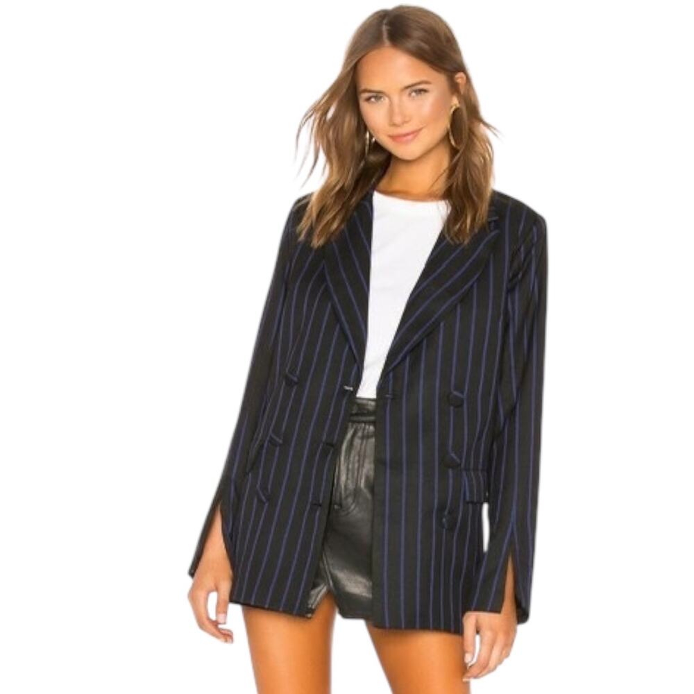 Lovers + Friends Lilly Blazer Double Breasted Structured Blue Black Academia S